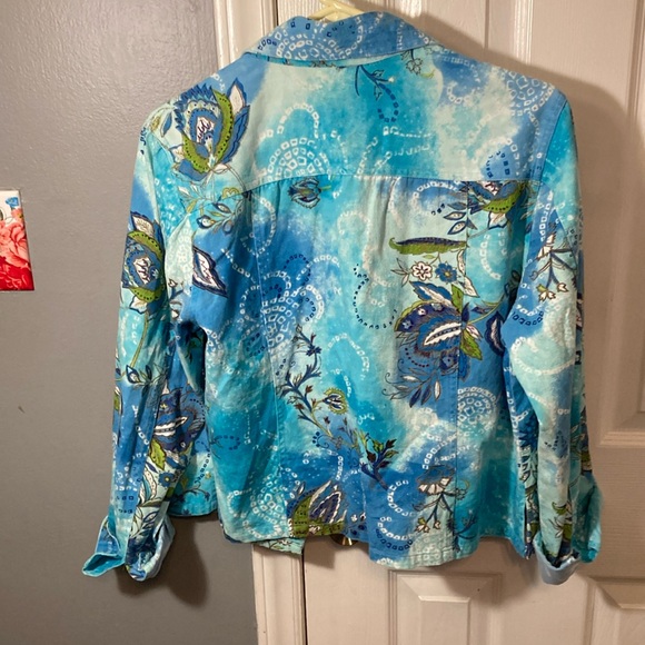 Cato Blue Floral Denim Jacket Size L - Picture 4 of 4